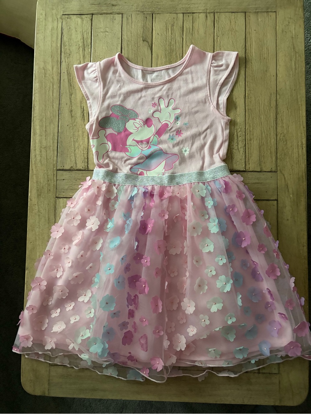 Disney Pink Minnie Mouse Floral Tulle Party Dress